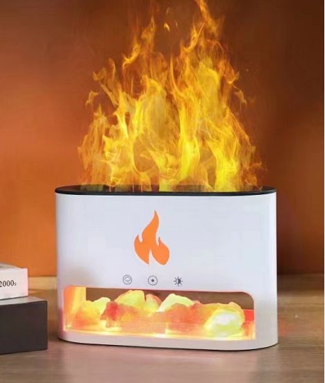 * Diffuseur aromatique Blaze – Compartiment à sel de l’Himalaya, USB-C et effet flamme (sel inclus)
