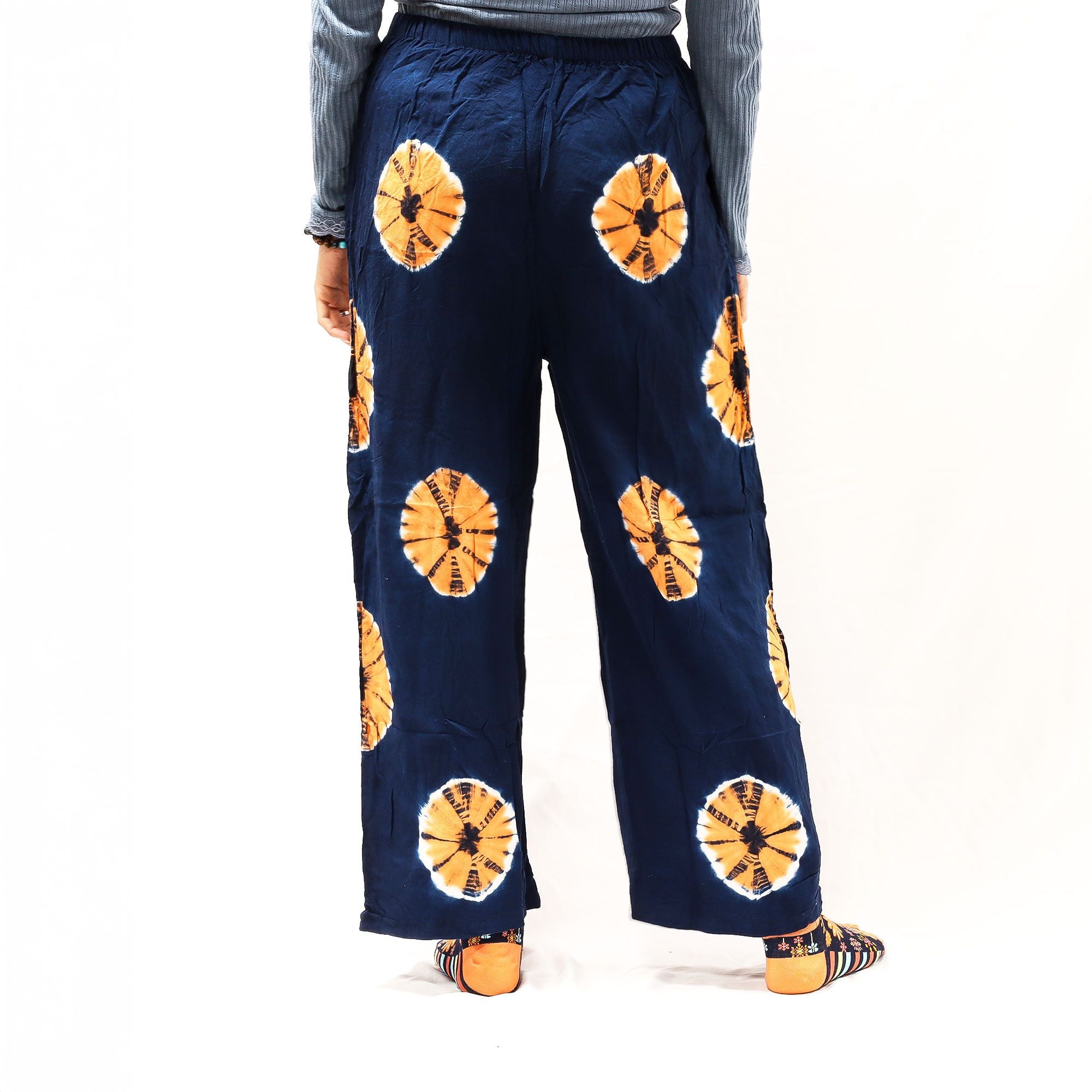 Pantalon de Détente Style Japonais – Bleu & Orange – L