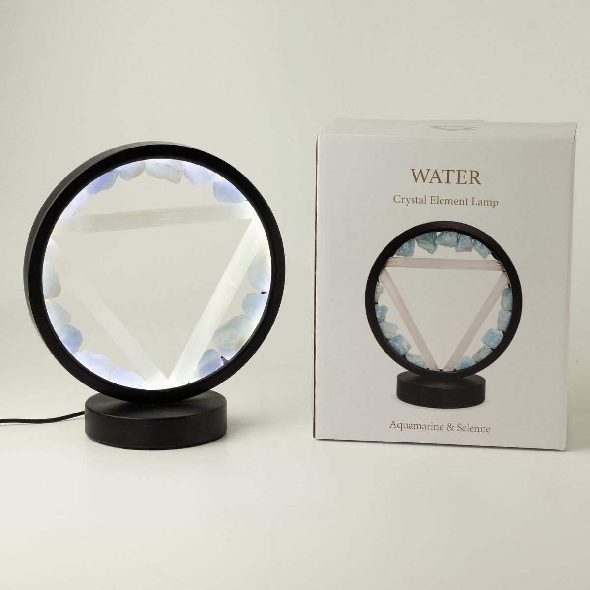 * Lampe halo Eau – Aigue-marine et sélénite