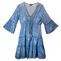 Robe Femme Bleu Mer & Poisson Doré – Collection Nomad Sari Méditerranée (L/XL)