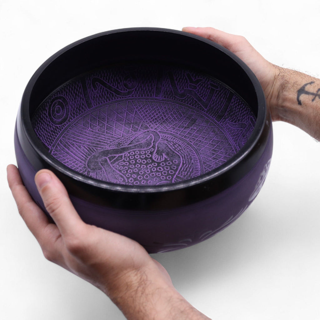 * Bol chantant Champignon à forte sonorité – Brume violette (23 × 10,5 cm, 1,3 kg)