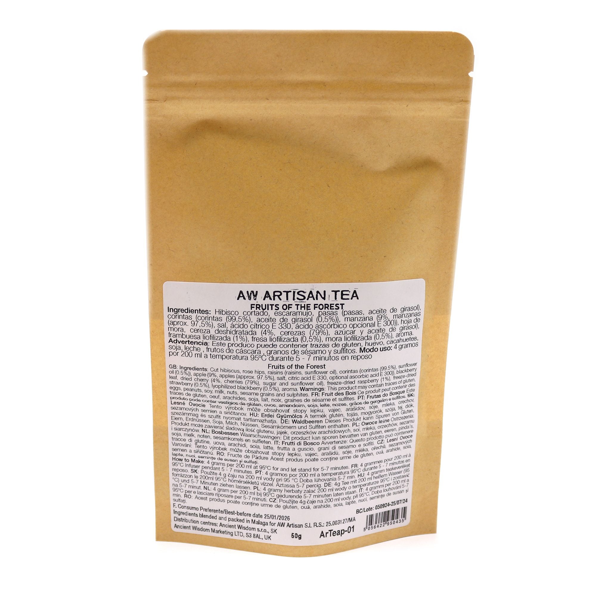 Forêt du Druide 50g – Infusion Fruits des Bois Mûre Cerise Framboise Fraise | Sachet Artisanal
