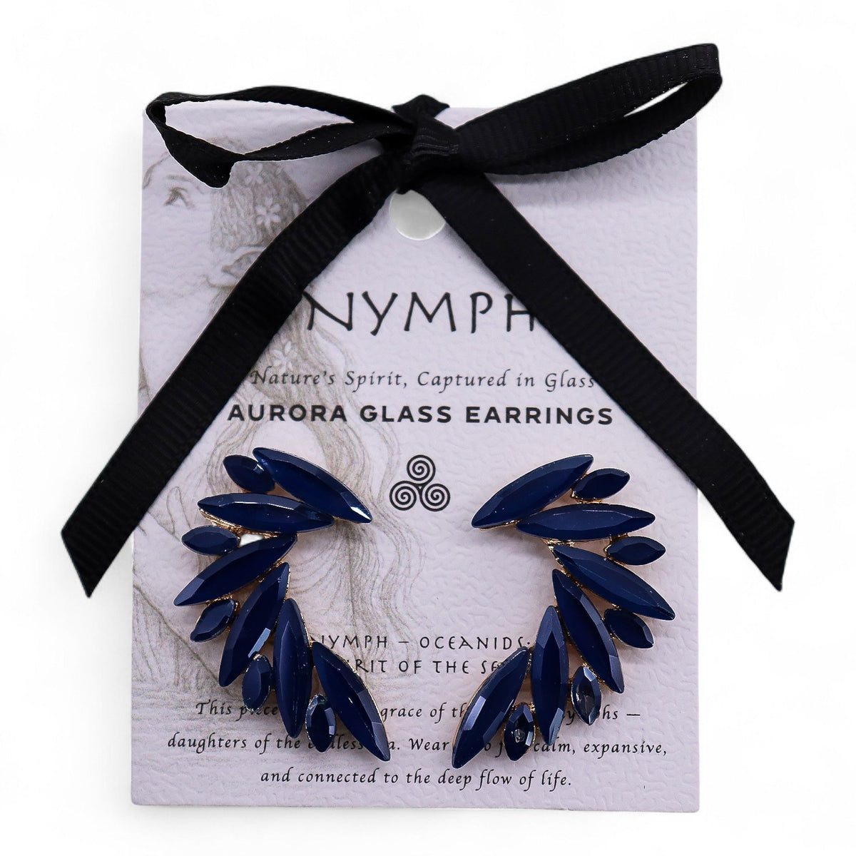 * Boucles d’oreilles ailes d’ange en verre vintage – Bleu royal