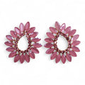 * Boucles d’oreilles créoles en verre vintage rose pâle