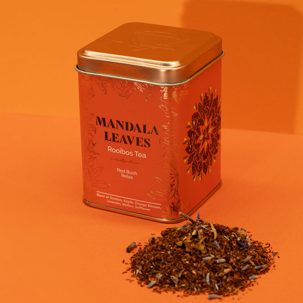 Red Bush Relax Tea 50g – Infusion Rooibos Lavande Fleur d’Oranger Valériane | Boîte Métallique