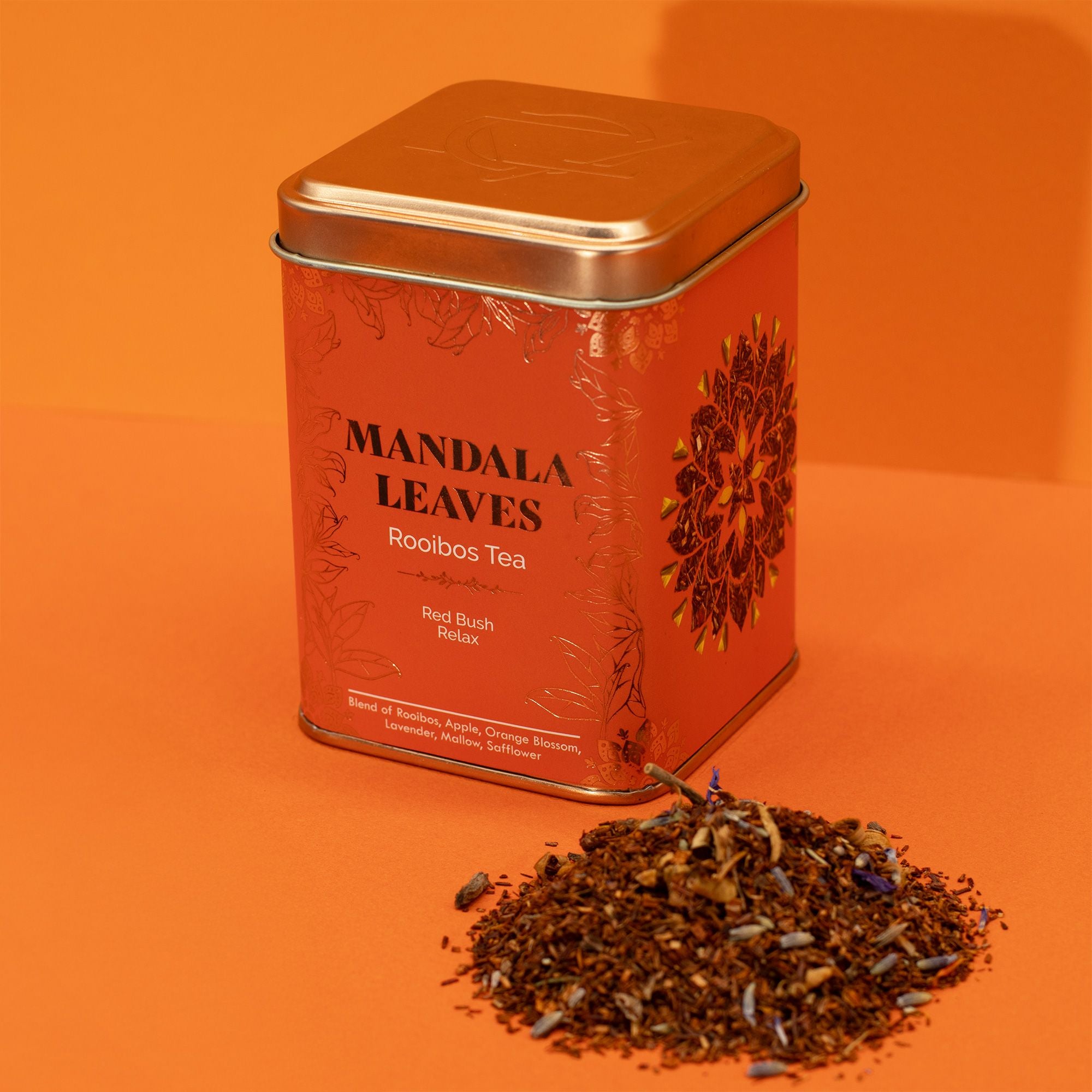 Red Bush Relax Tea 50g – Infusion Rooibos Lavande Fleur d’Oranger Valériane | Boîte Métallique