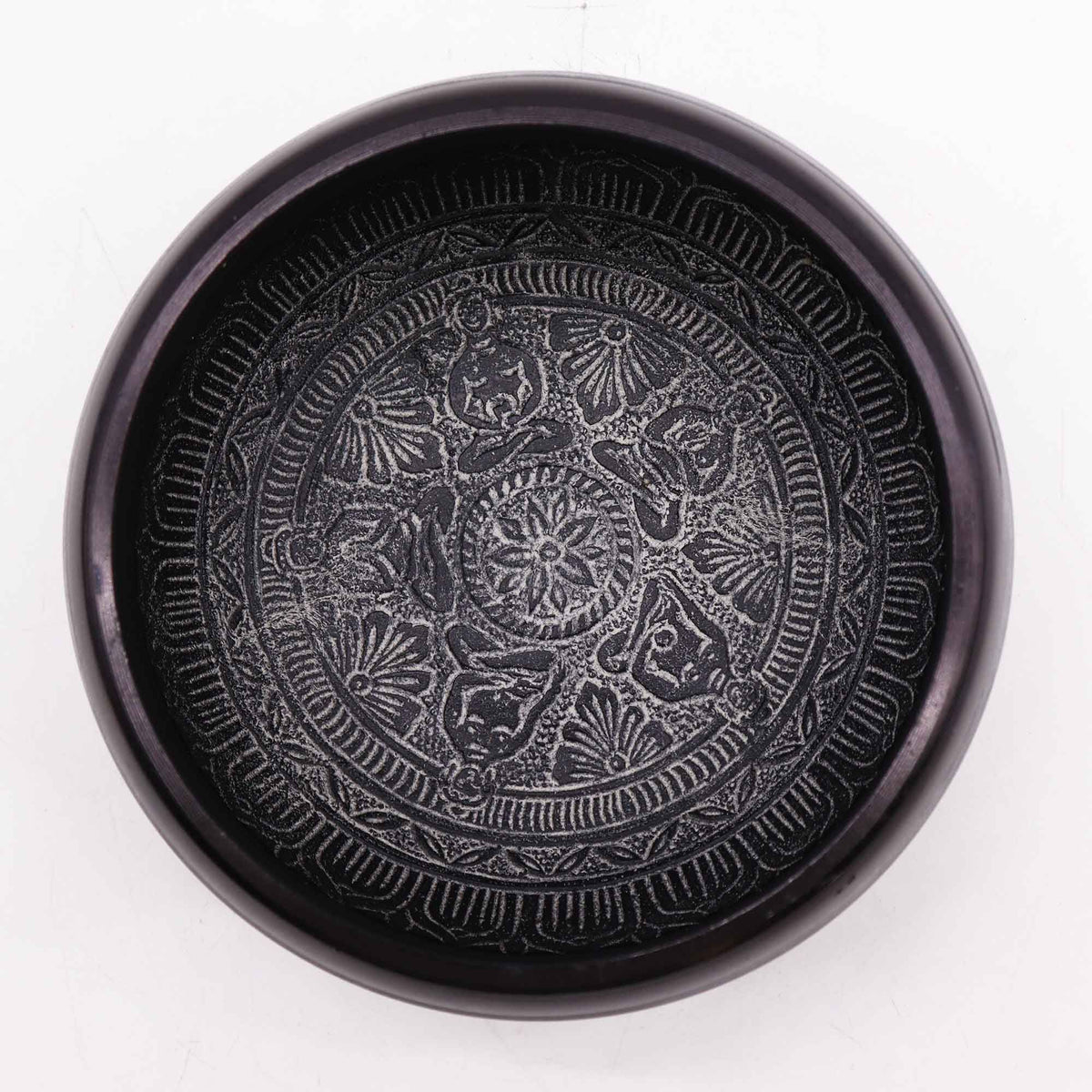 * Bol chantant en poudre de terre – Om et cinq Bouddhas – 16 cm