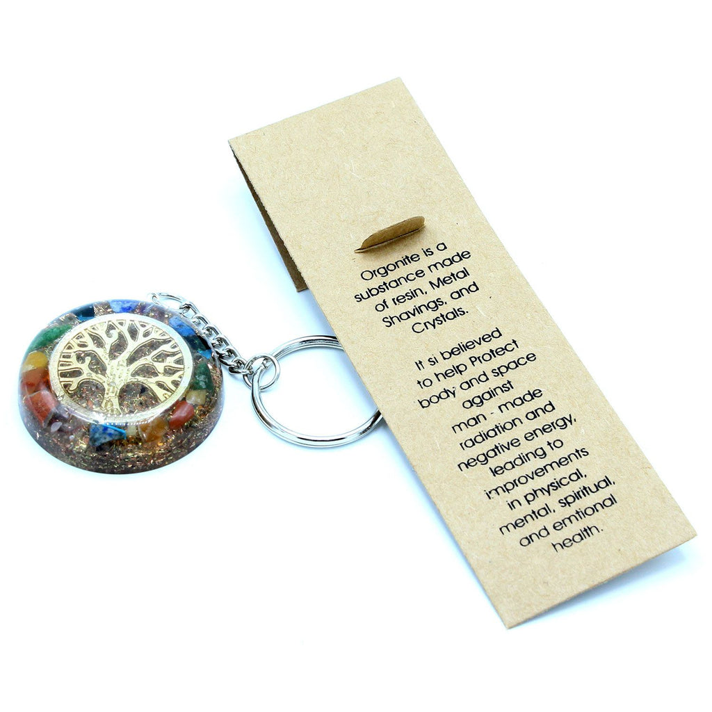 * Porte-clés en orgonite – Arbre de vie et pierres des chakras