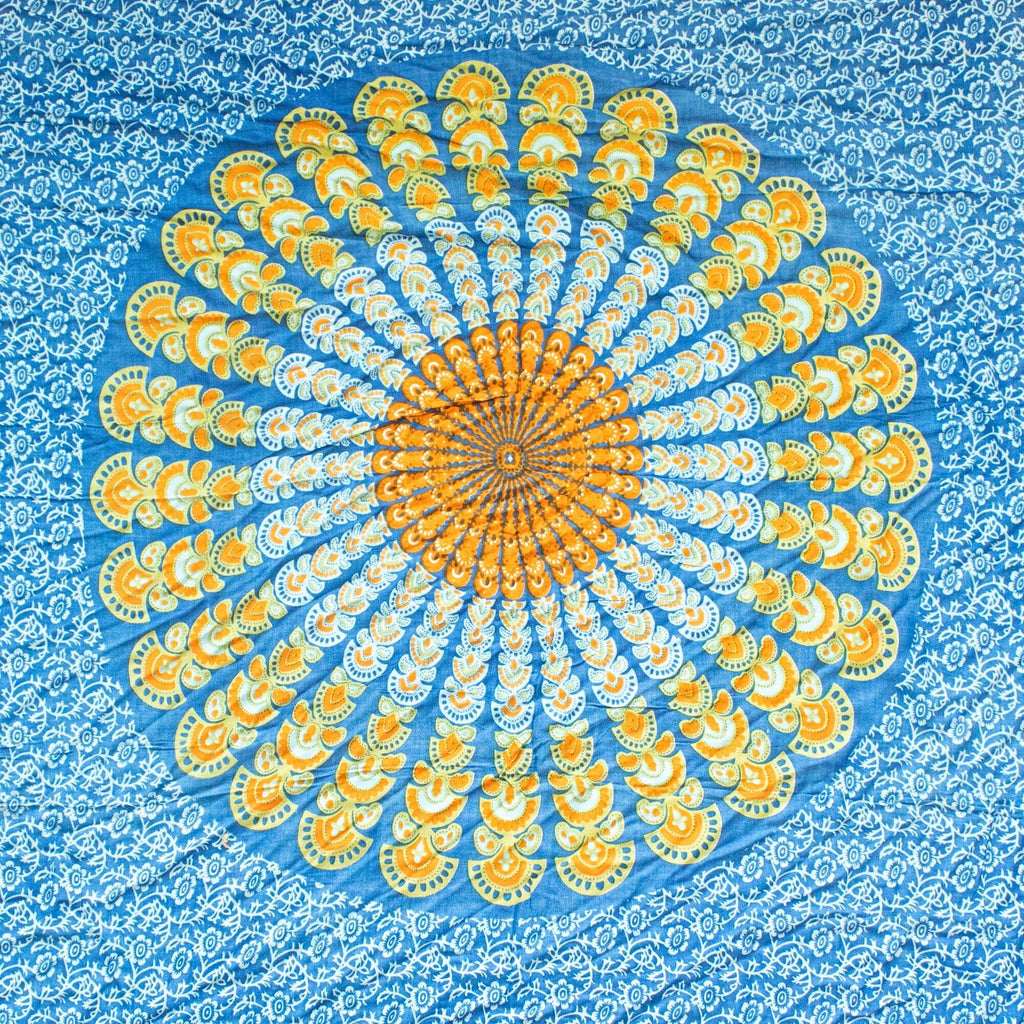 Sarong Mandala Bali – Bleu Canard & Orange