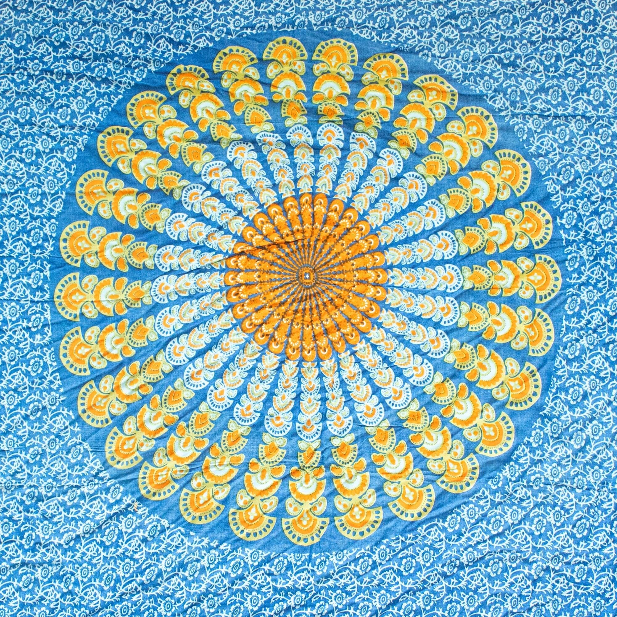 Sarong Mandala Bali – Bleu Canard & Orange