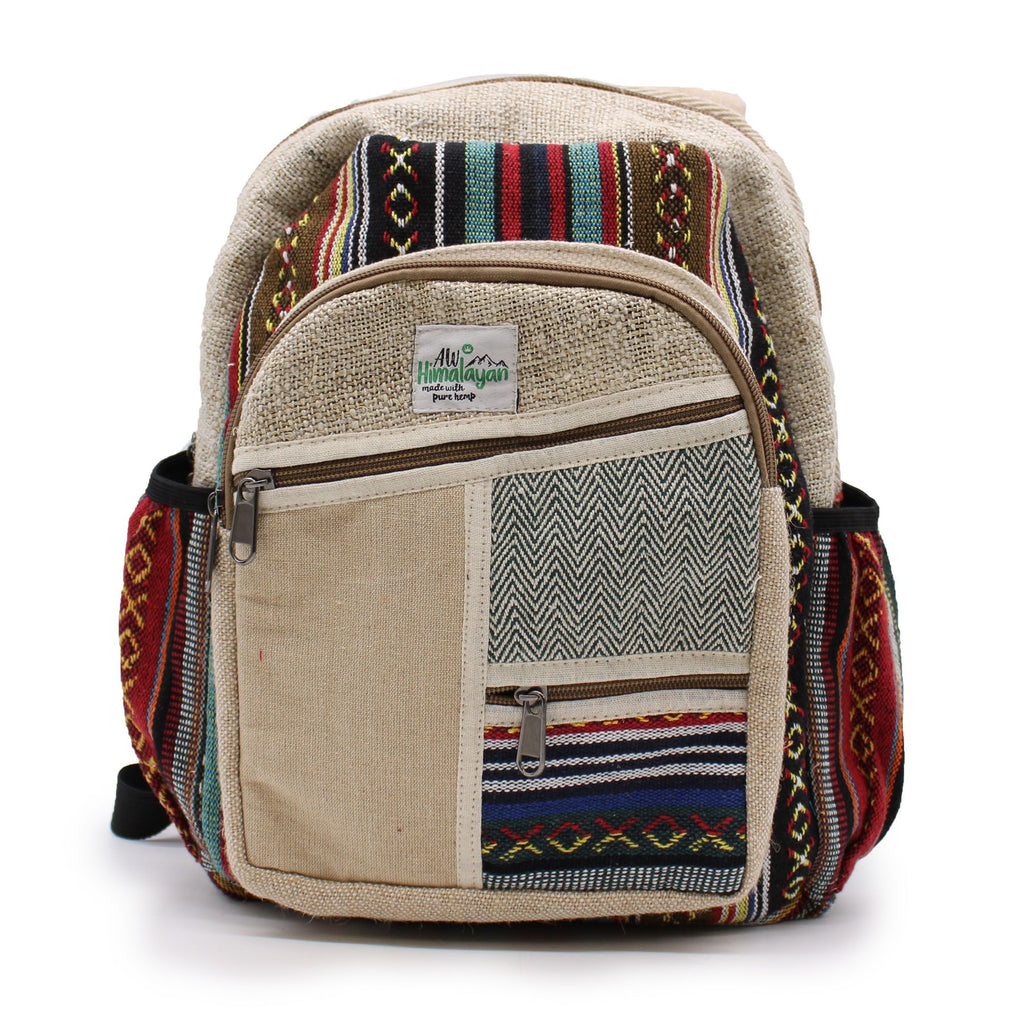 Petit Sac à Dos en Chanvre – Style Zips Zigzag | Artisanal Népal