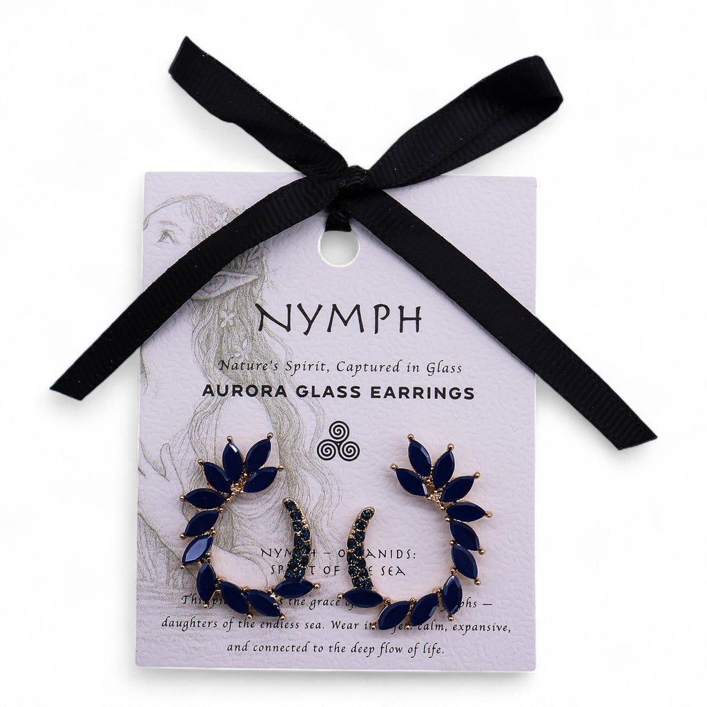 * Boucles d’oreilles créoles en verre vintage bleu royal
