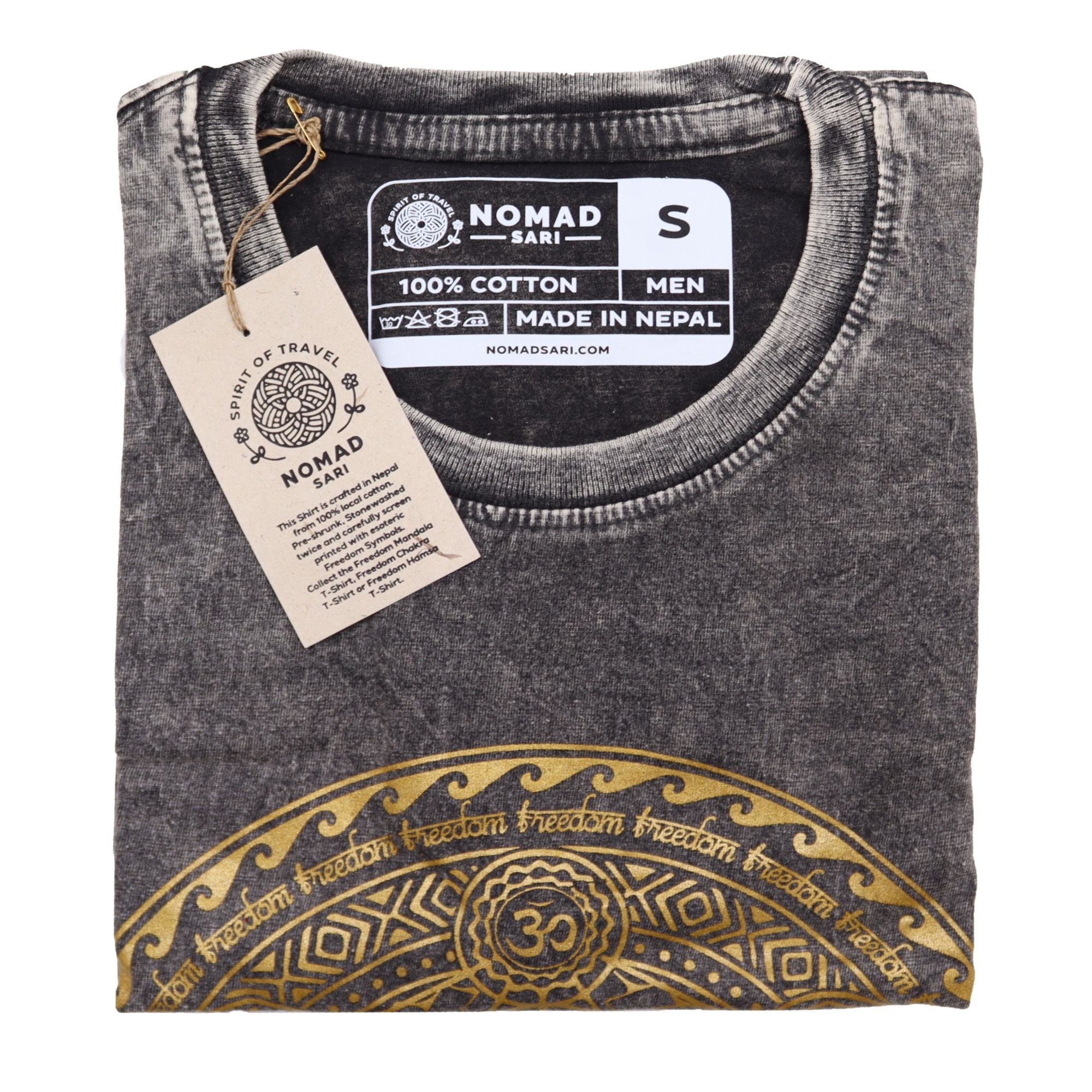* T-Shirt en Coton Délavé Nomad Sari – Chakra – Gris Foncé – S