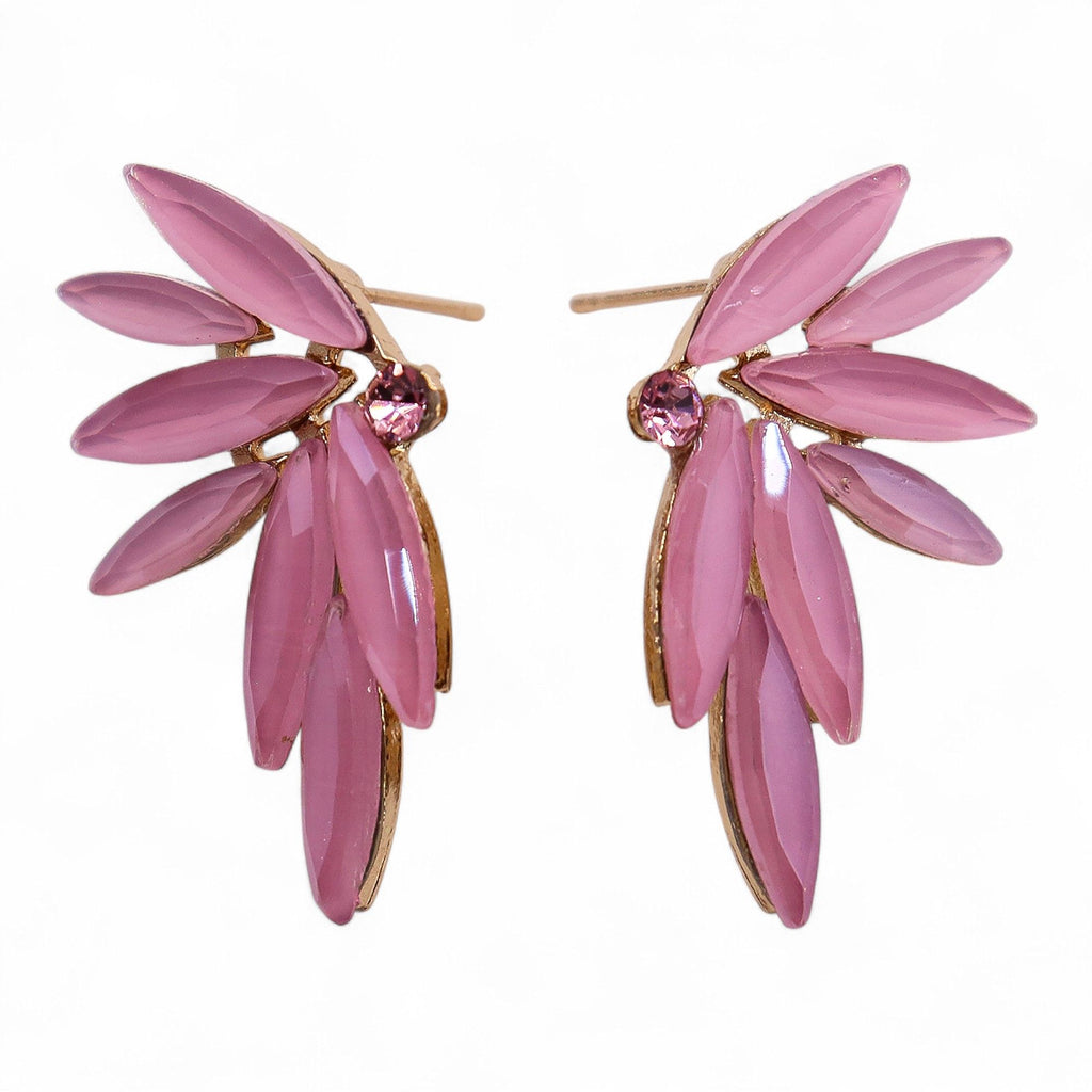 * Boucles d’oreilles fées en verre vintage rose pâle