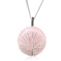 Collier arbre de vie en quartz rose