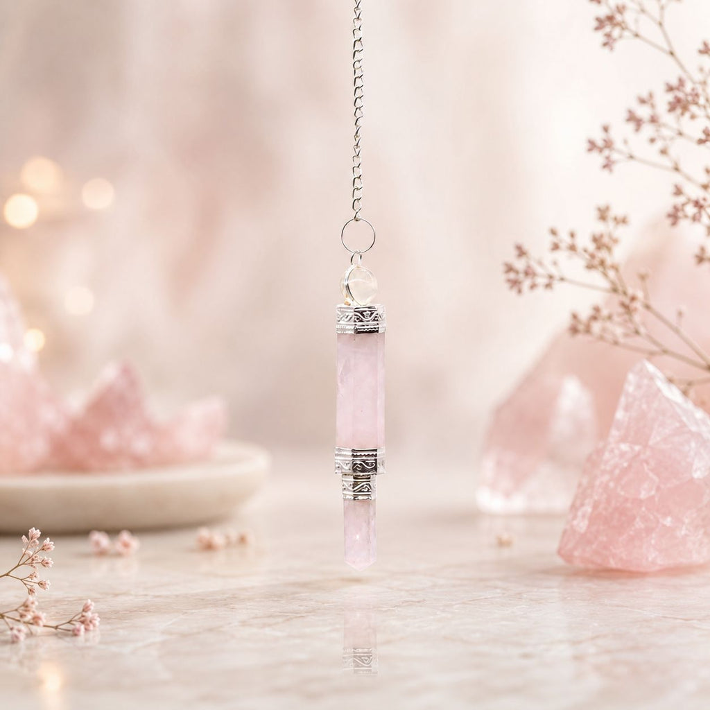Pendule en quartz rose à trois éléments