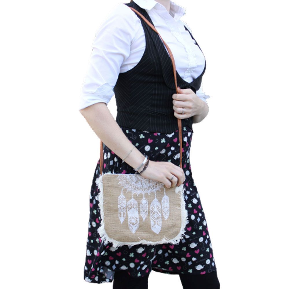 Sac À Franges Attrape-Rêves – Jute Artisanal Bali | Ultra-Léger 94g | Brodé Main