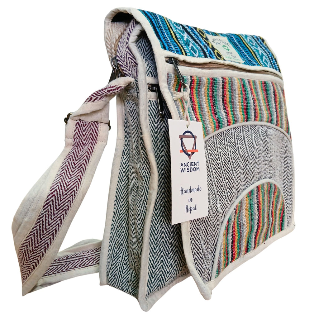 Sacoche Ordinateur Portable en Chanvre – Curves | Messenger Artisanal Népal