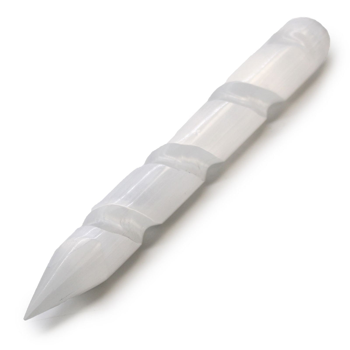 Baguette en Spirale de Sélénite - 16 cm (Pointe à une Extrémité)