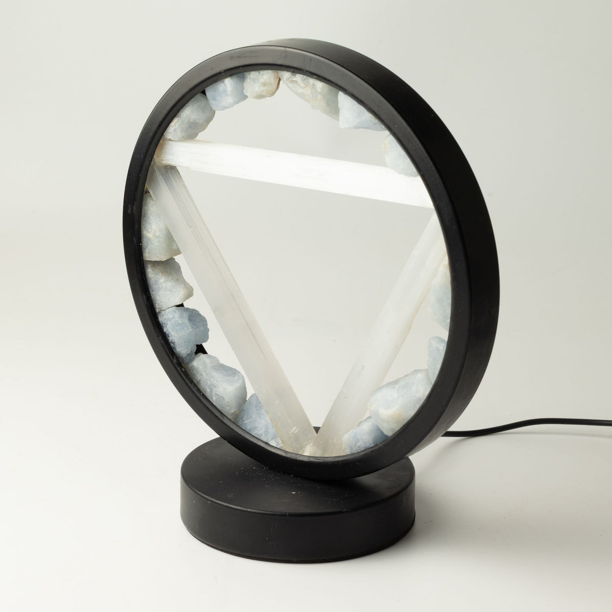 * Lampe halo Eau – Aigue-marine et sélénite