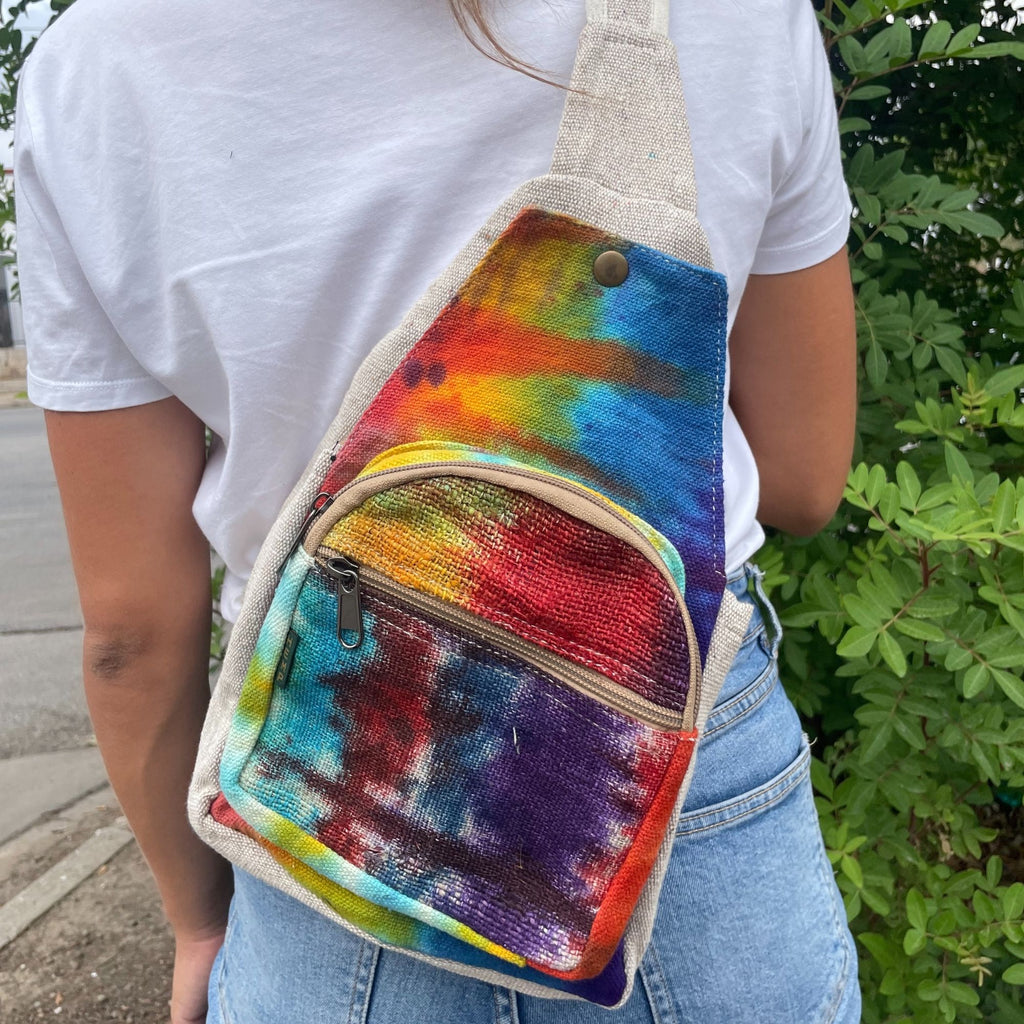 Sac Sling Tie-Dye en Chanvre – Port Épaule | Teinture Artisanale | Fait Main Népal