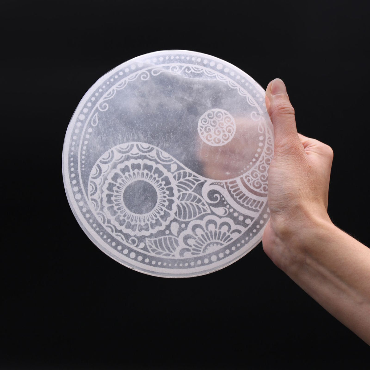 Grande plaque de rechargement en sélénite Feng Shui, 18 cm