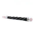 Baguette torsadée argentée avec sphère en quartz rose