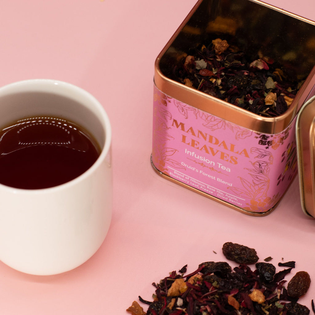 Forêt du Druide 50g – Infusion Fruits Rouges Hibiscus Pomme | Boîte Métallique