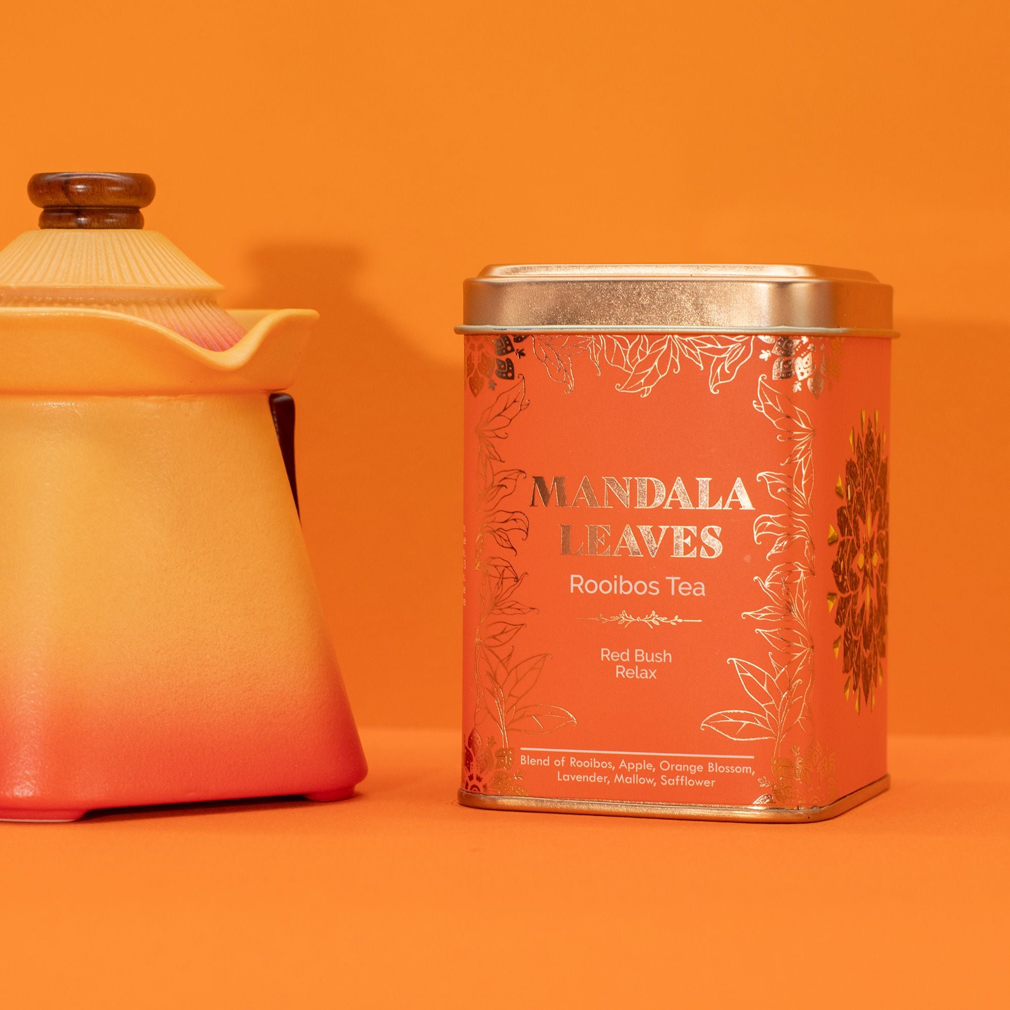 Red Bush Relax Tea 50g – Infusion Rooibos Lavande Fleur d’Oranger Valériane | Boîte Métallique
