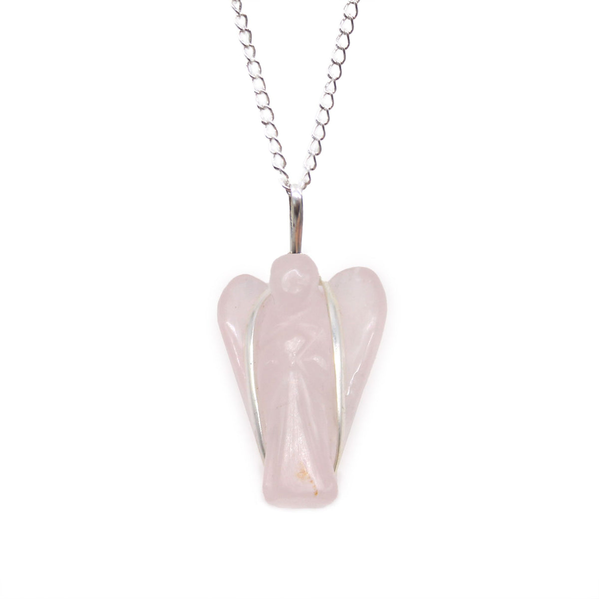 Pendentif ange gardien en quartz rose