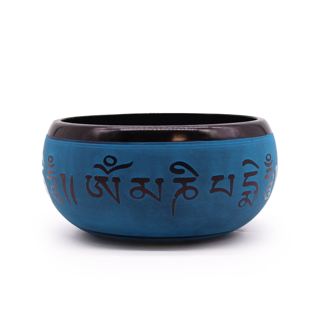 * Bol chantant en poudre de terre – Mantra bleu des cinq Bouddhas – 16 cm