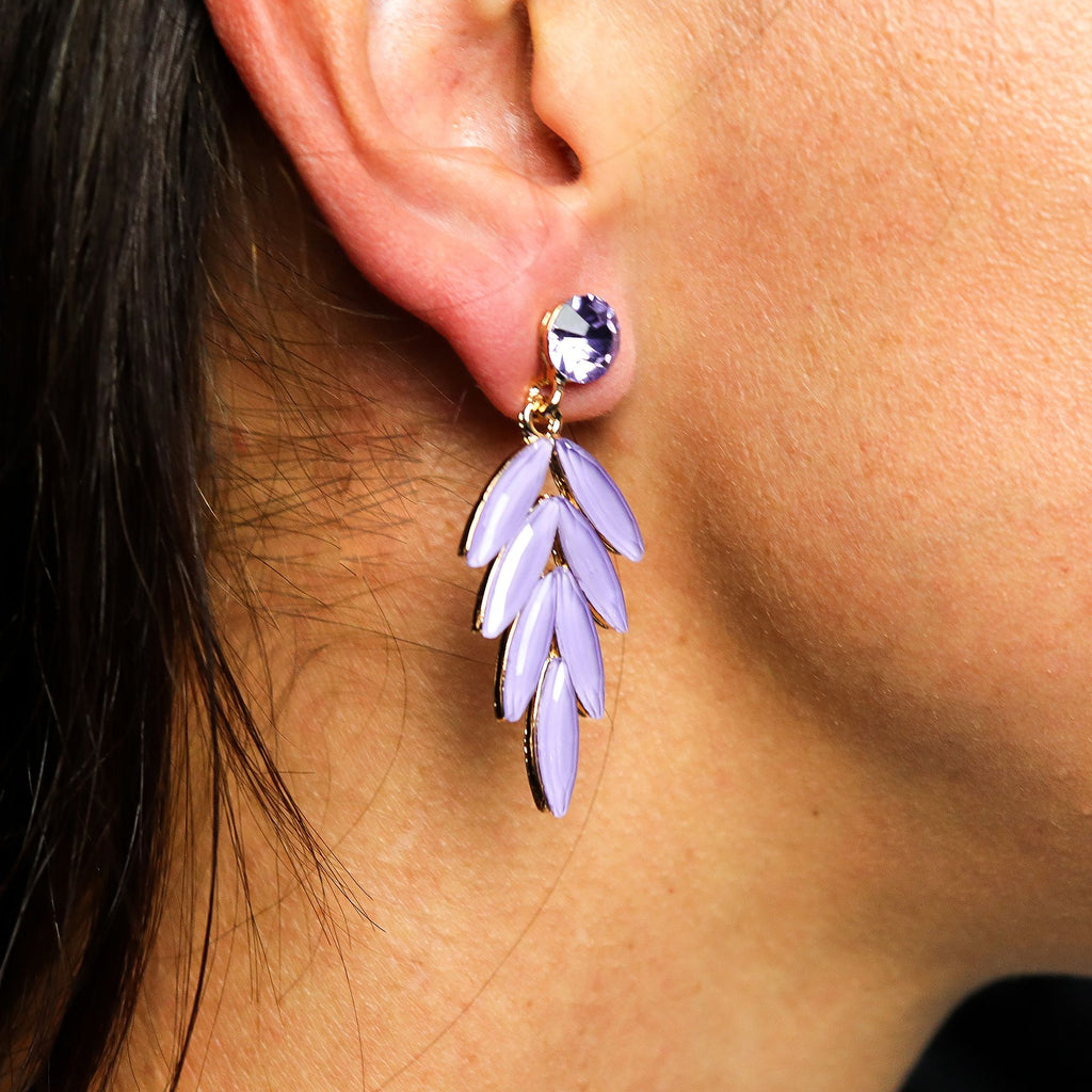 * Boucles d’oreilles fées en verre vintage – Lavande