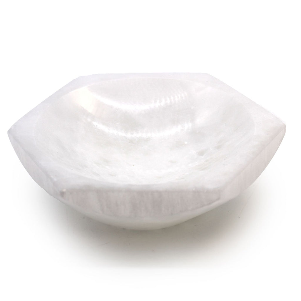 Coupelle hexagonale en sélénite – 15 cm