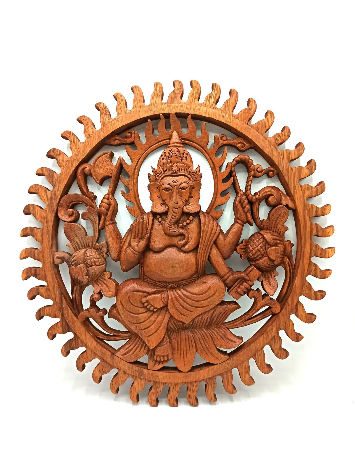 * Panneau mural Ganesh en bois de suar sculpté à la main, 40 cm