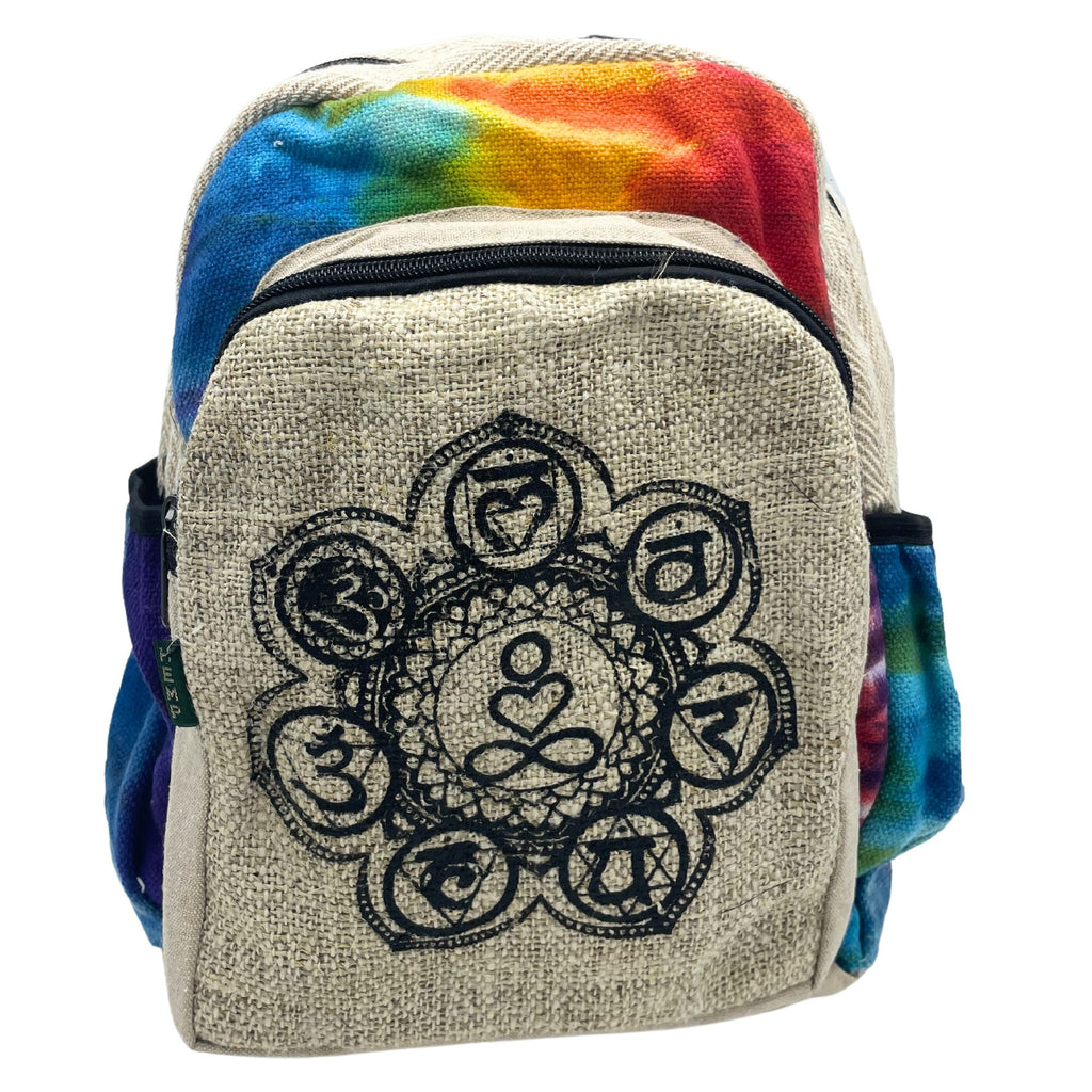 Sac à Dos Medium Tie-Dye 7 Chakras en Chanvre – Énergie & Éveil | Fait Main Népal