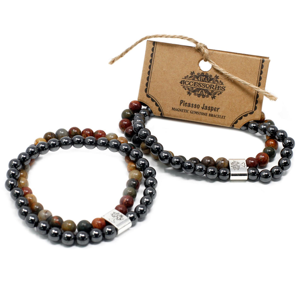 Bracelet Magnétique en Pierres Naturelles – Jaspe Picasso