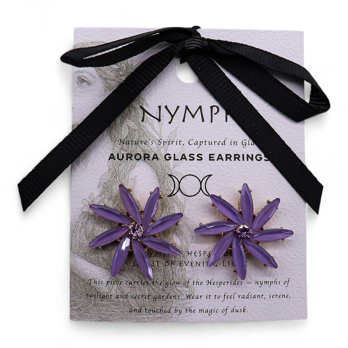 * Boucles d’oreilles fleurs en verre vintage – Lavande