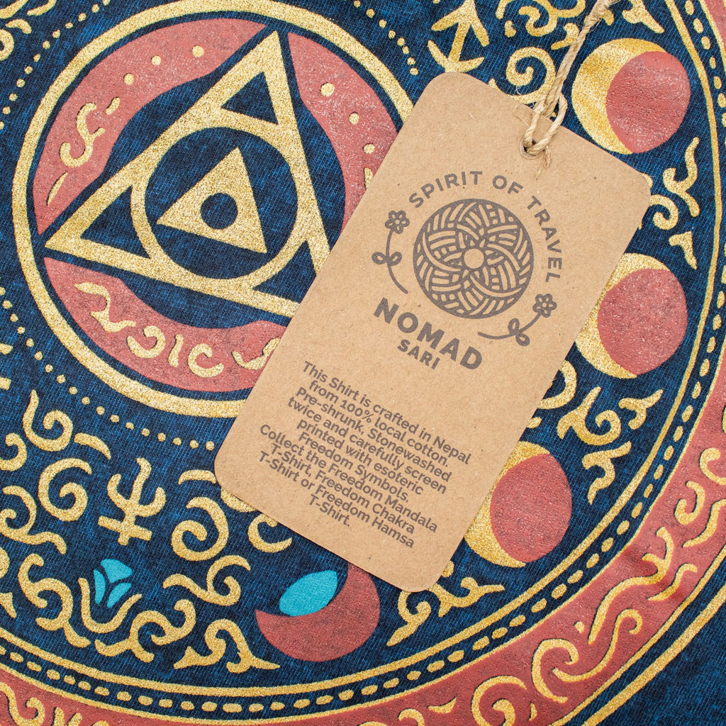 * T-Shirt en Coton Délavé Nomad Sari – Stay Wild Moon Child – Bleu – XL