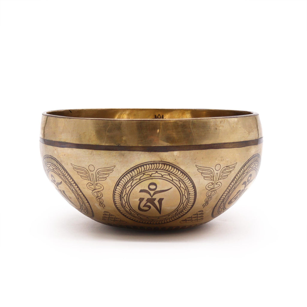 * Bol chantant tibétain gravé Bouddha et arbre de la Bodhi, 16 cm