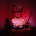 * Lampe buste de Bouddha – Finition lave en fusion et socle ovale