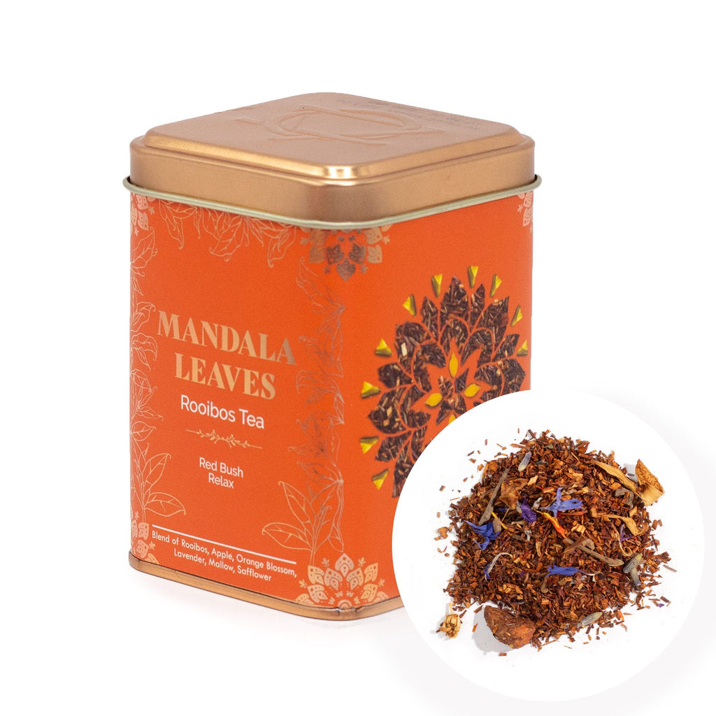 Red Bush Relax Tea 50g – Infusion Rooibos Lavande Fleur d’Oranger Valériane | Boîte Métallique