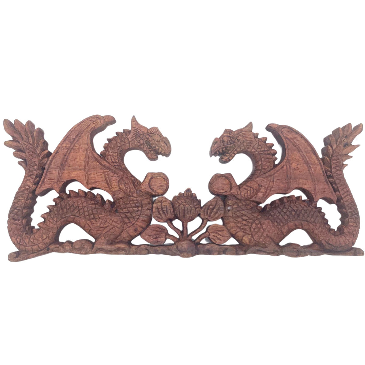 * Plaque décorative sculptée Deux Dragons face à face, 40 × 15 cm