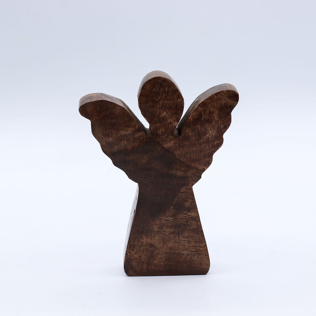 * Petit ange en bois de manguier – Décor doré