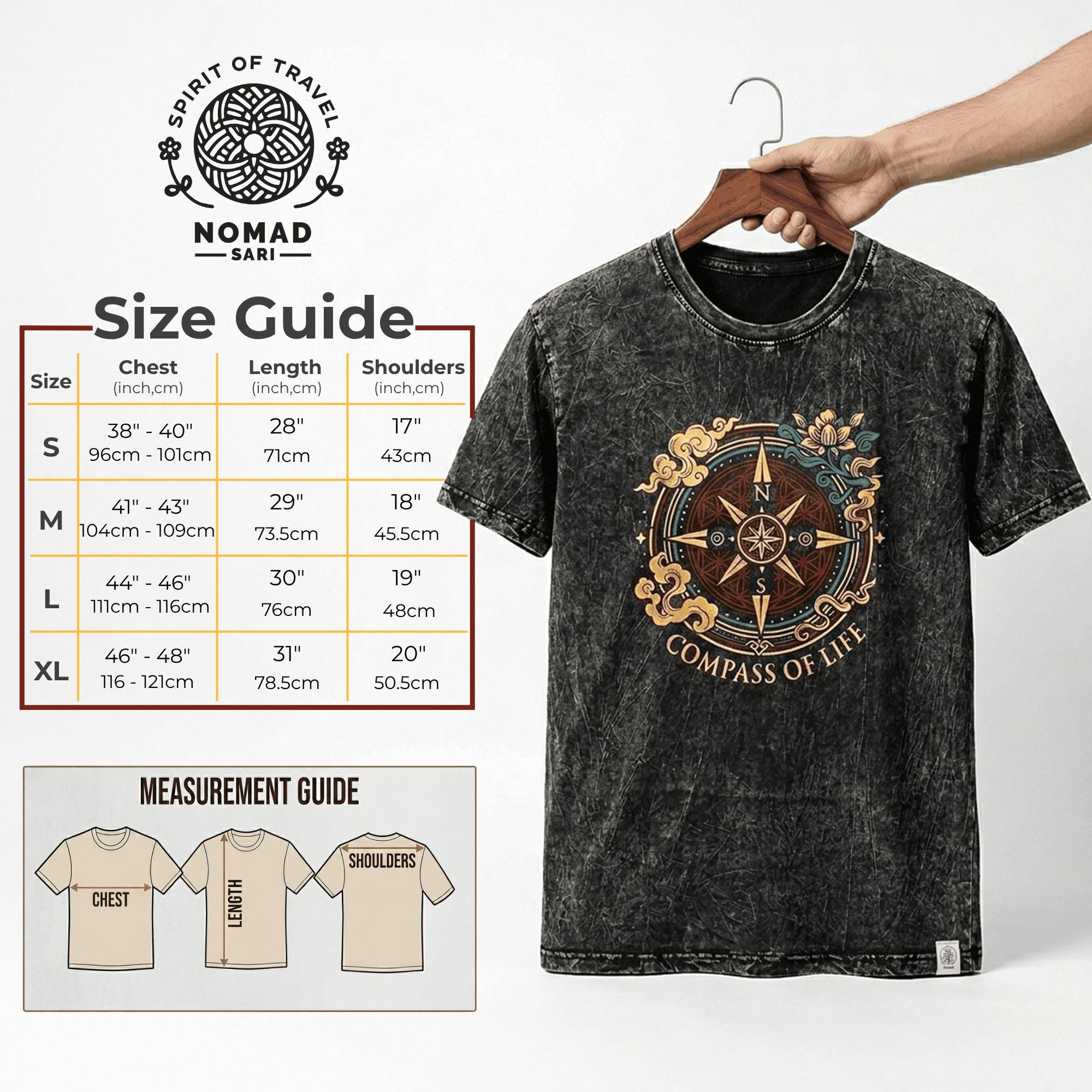 * T-Shirt en Coton Délavé Nomad Sari – Mandala Dragon – Bordeaux – M