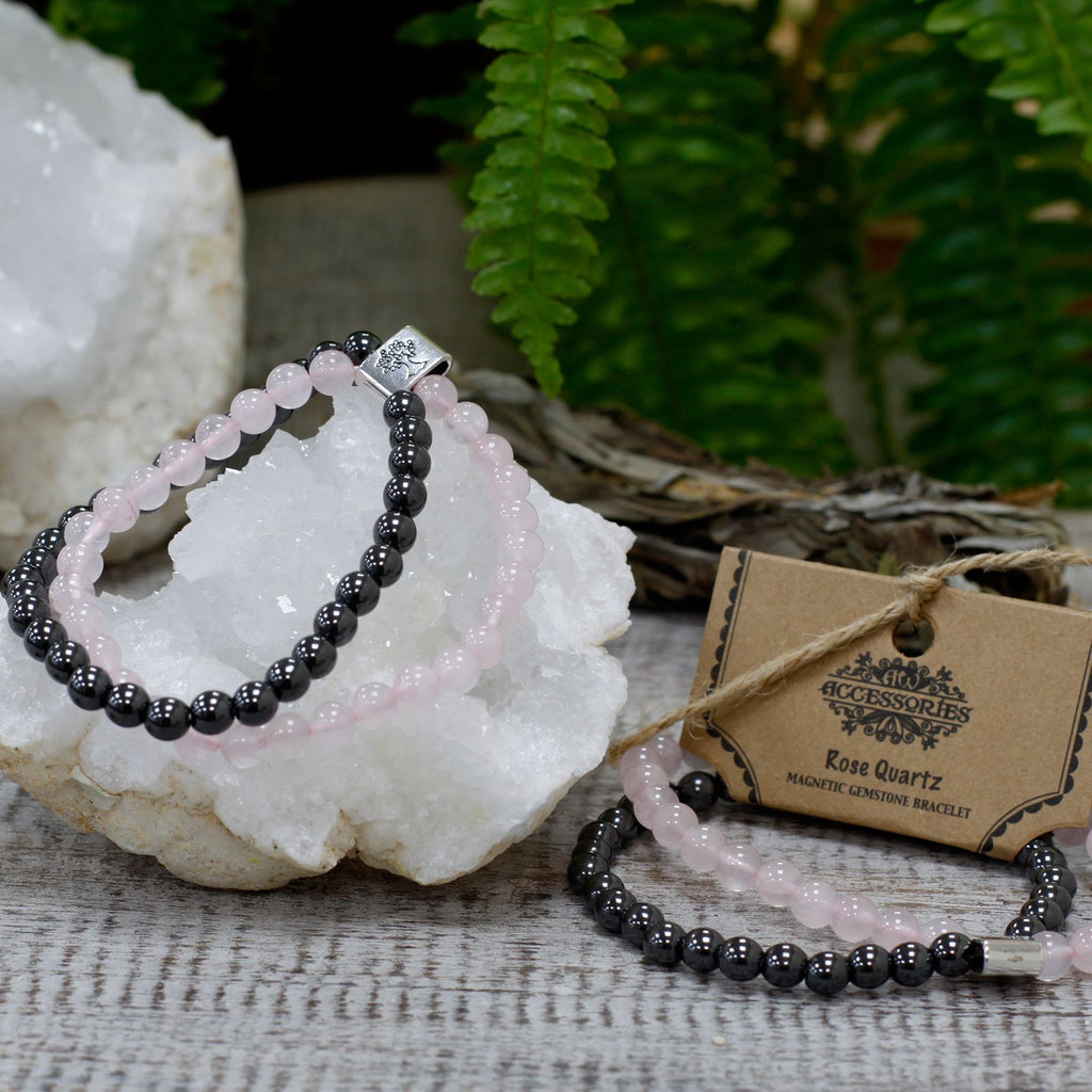 Bracelet Magnétique en Pierres Naturelles – Quartz Rose