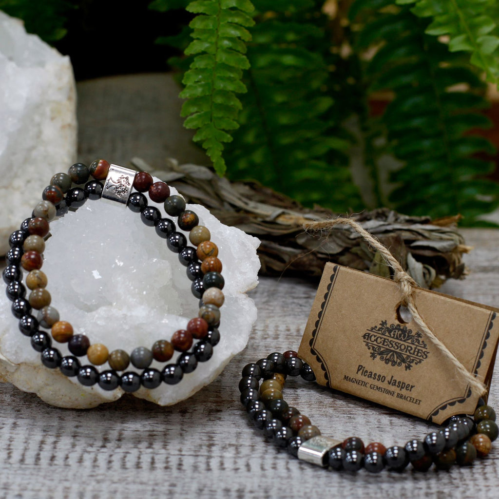 Bracelet Magnétique en Pierres Naturelles – Jaspe Picasso