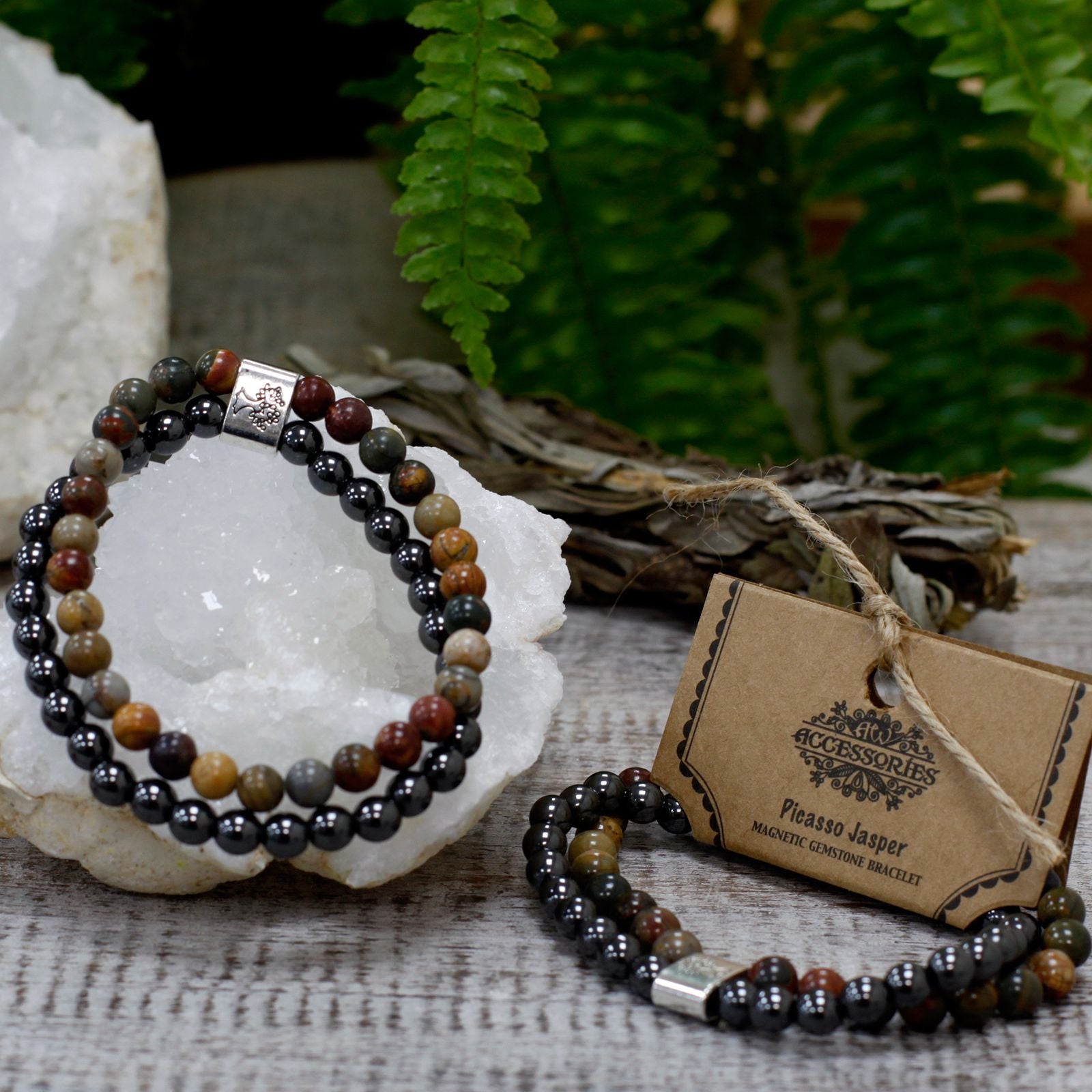 Bracelet Magnétique en Pierres Naturelles – Jaspe Picasso