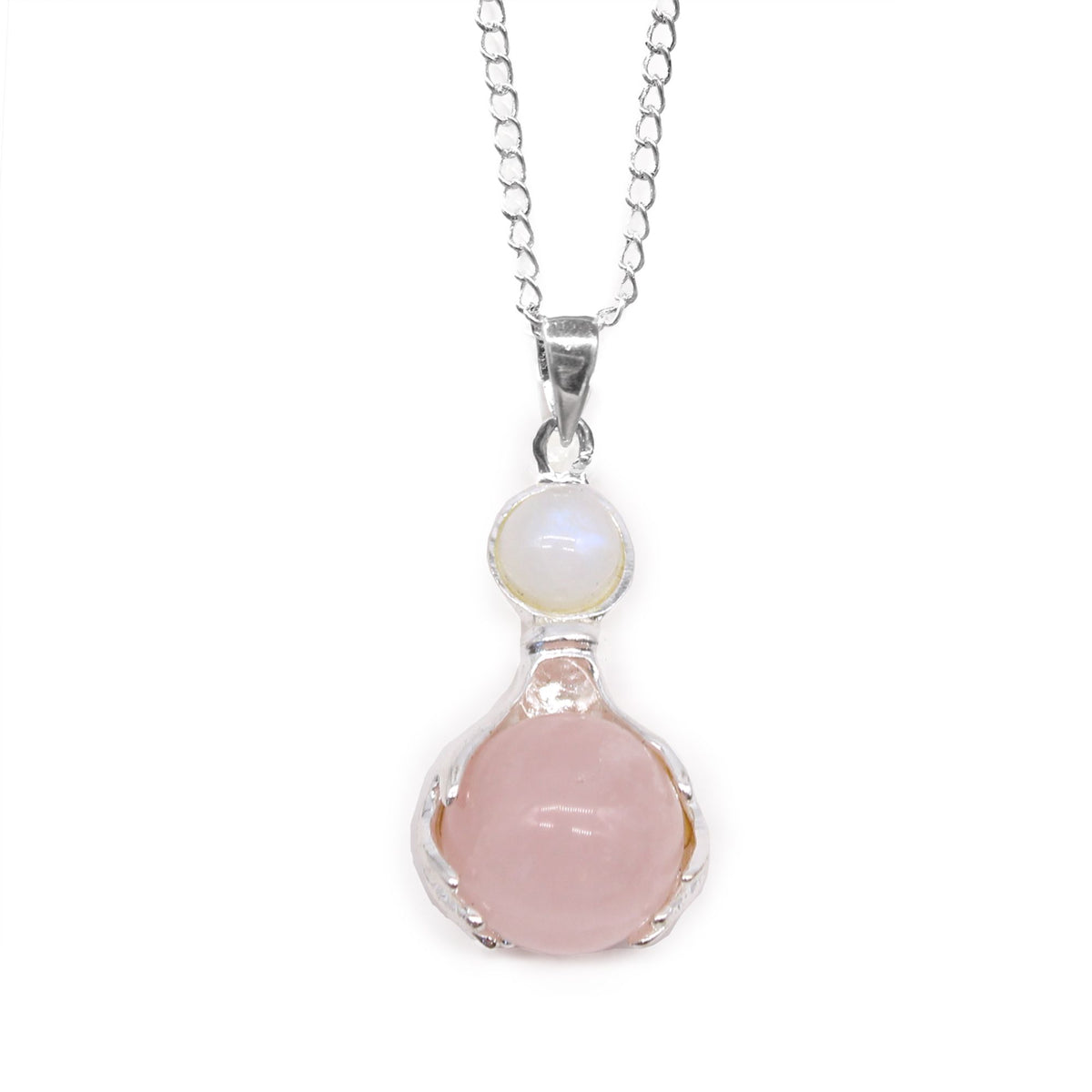 Pendentif « mains guérisseuses » en quartz rose