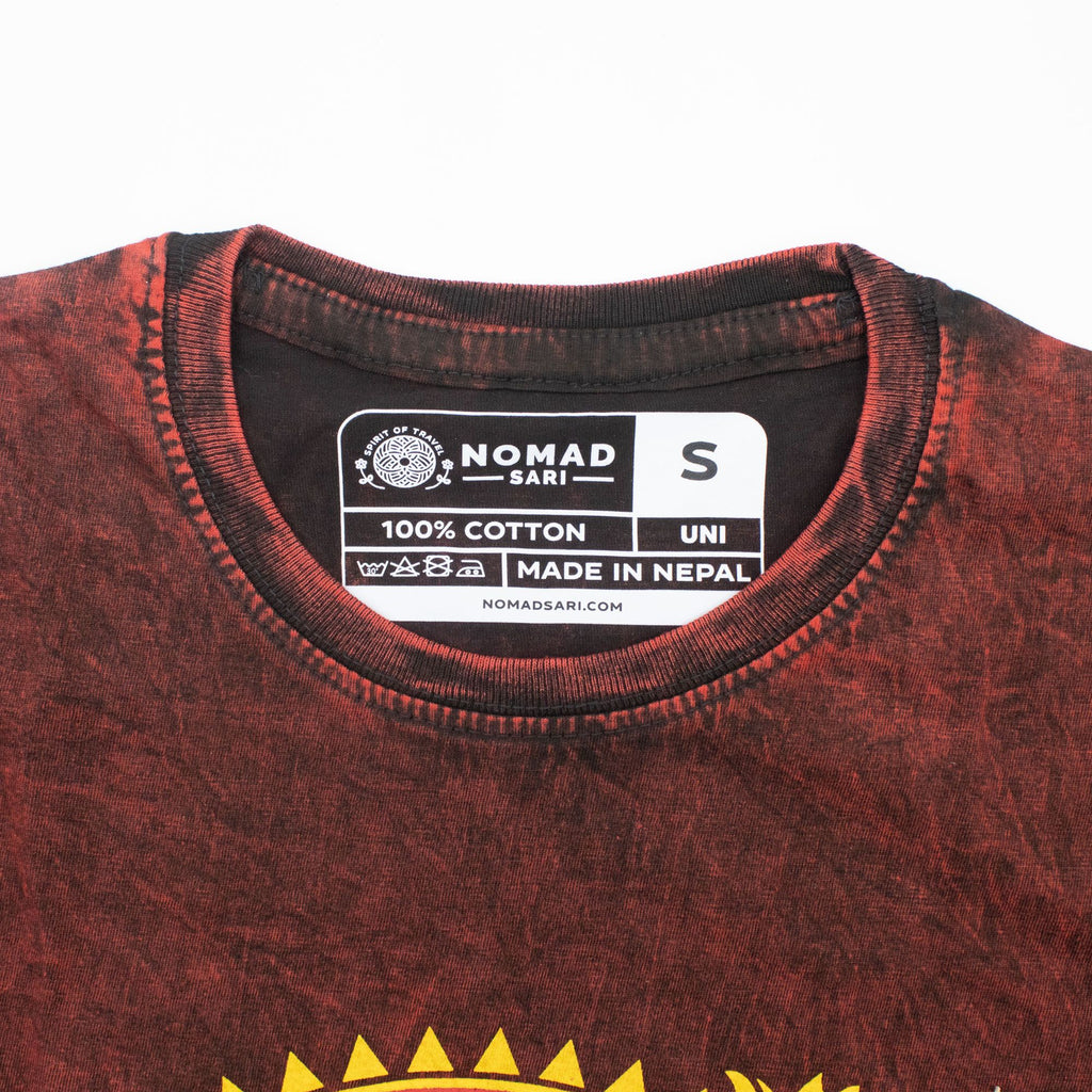 * T-Shirt en Coton Délavé Nomad Sari – Mandala Dragon – Bordeaux – S