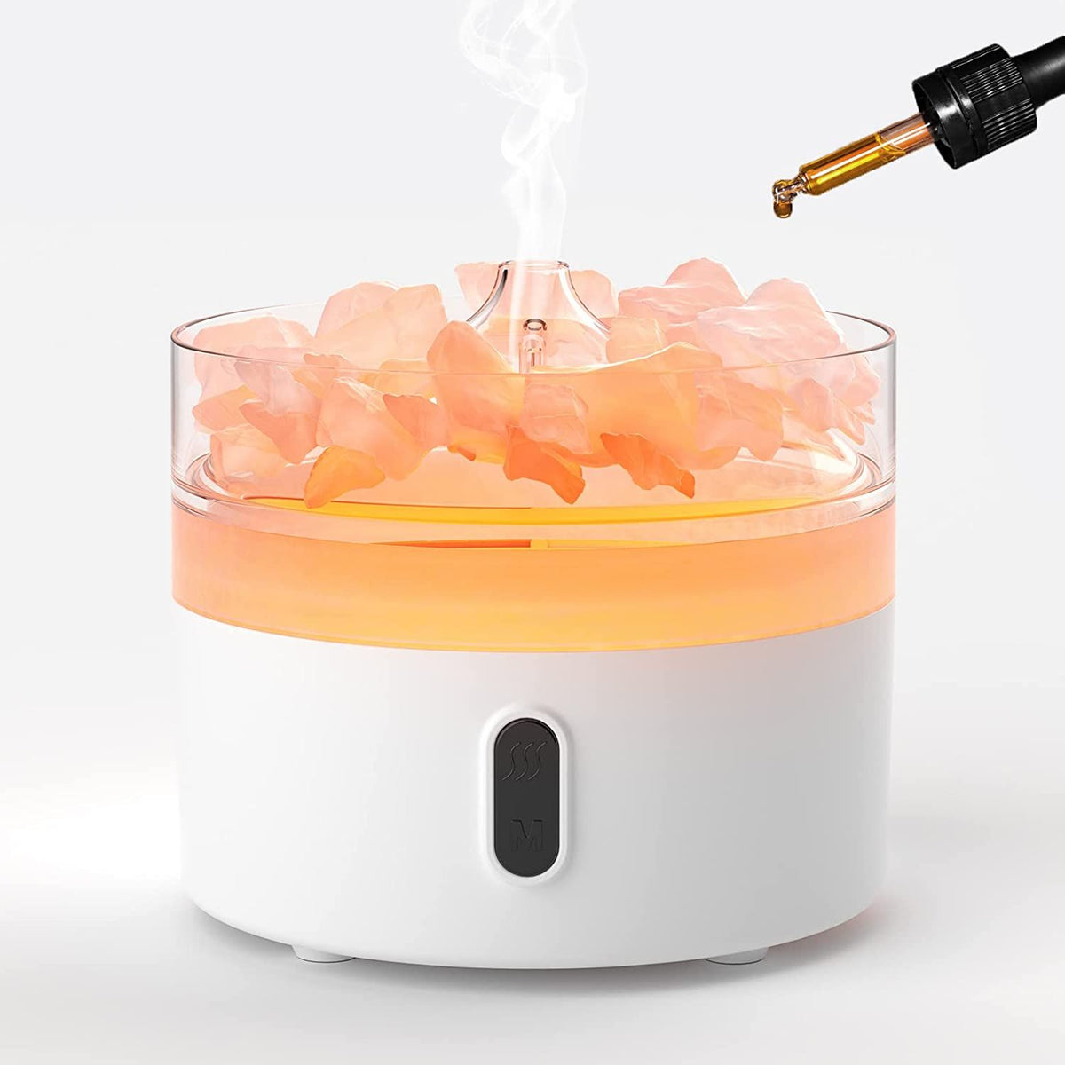 * Diffuseur aromatique au sel de l’Himalaya – Veilleuse, USB-C et effet flamme (sel inclus)